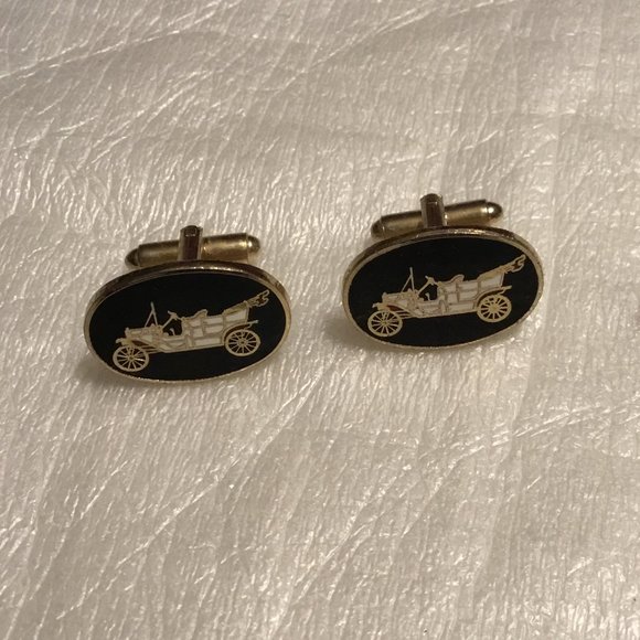 Two vintage pairs of Dante cufflinks - old car & T initial - Picture 2 of 9